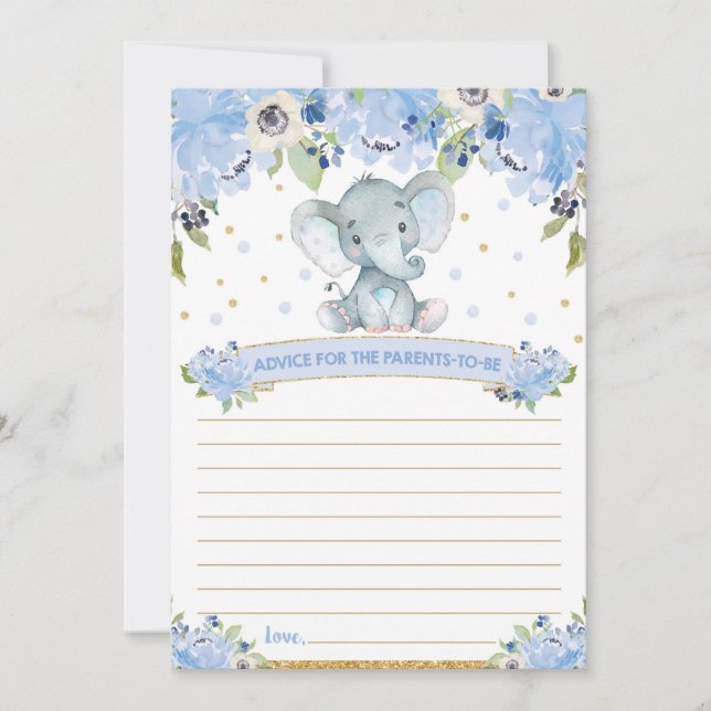 Invitación Consejo de Elephant Baby Shower para Padres con Ta (Anverso)