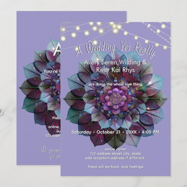 Invitación Consejo de Hojas | Arte de Mandala P&B (Anverso / Reverso)