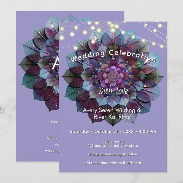 Invitación Consejo de Hojas | Arte de Mandala P&B (Anverso / Reverso)