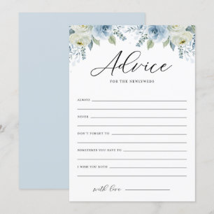 Invitación Consejo Floral Azul acuarela para los recién casad