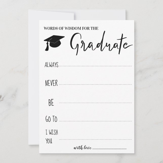 Invitación Consejo Para El Graduado| Palabras de sabiduría (Anverso)
