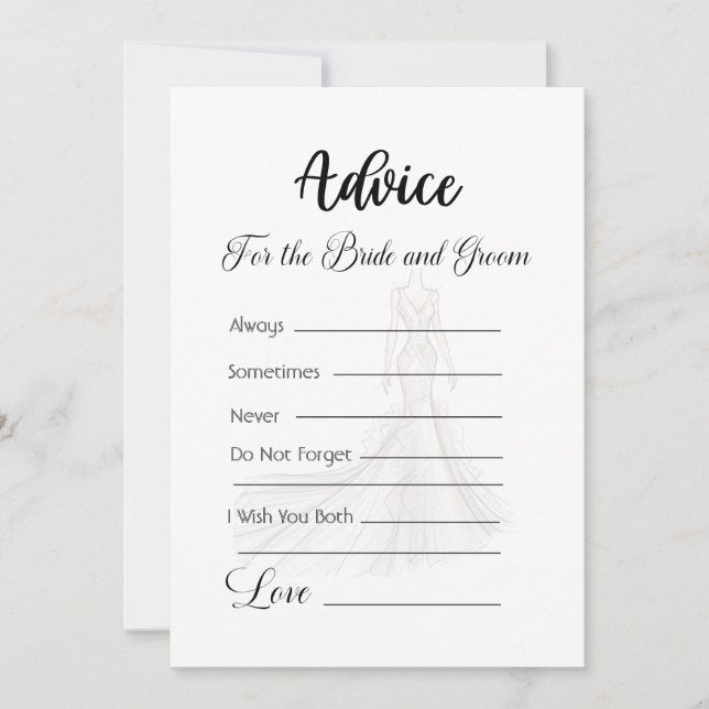 Invitación Consejo Para El Vestido Boda De Novia Y Groom (Anverso)
