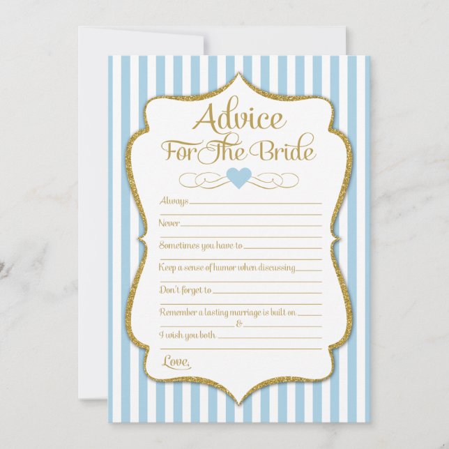 Invitación Consejo Para La Ducha De Novias Blue Gold Light (Anverso)