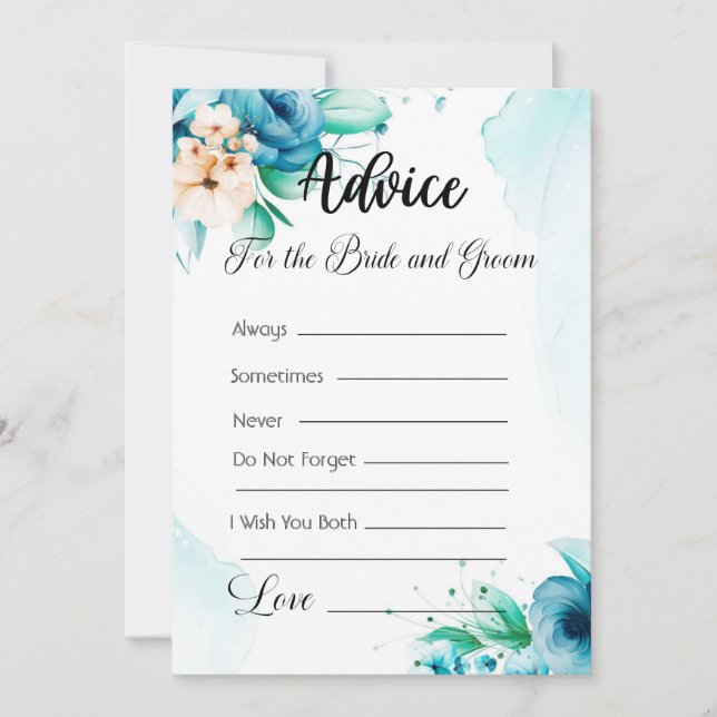 Invitación Consejo para la flor azul moderna de Novia y Groom (Anverso)