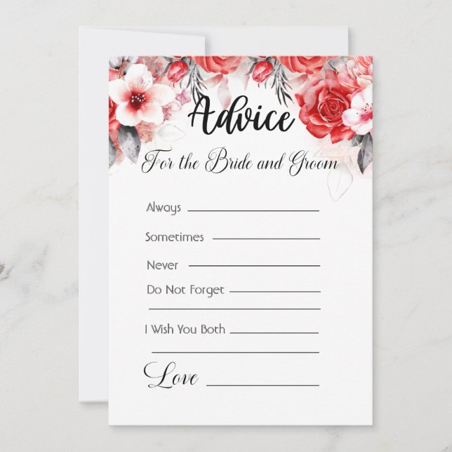 Invitación Consejo para la floral rosa/Naranja de la novia y  (Anverso)