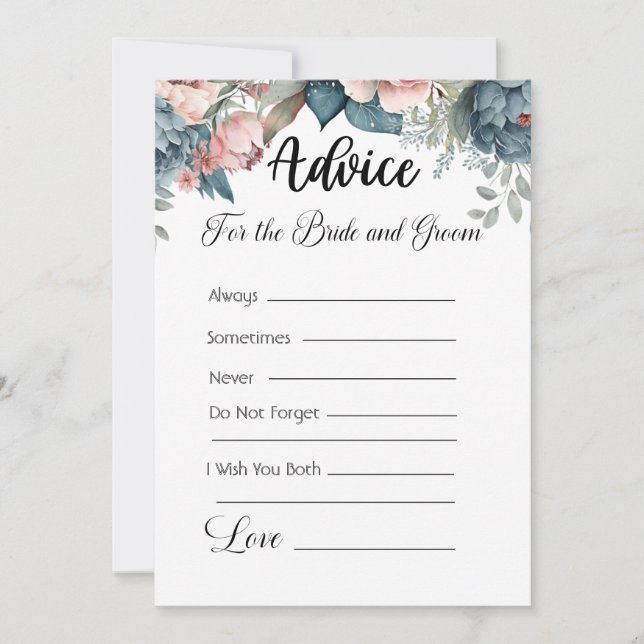Invitación Consejo para la floral verde de novia y de Groom (Anverso)