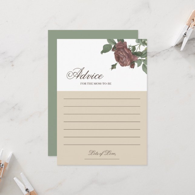 Invitación Consejo para la mamá Burgundy Rubor Floral Gold Ca (Anverso/Reverso In Situ)