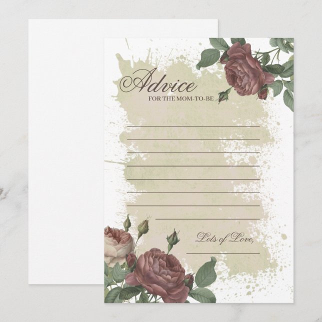 Invitación Consejo para la mamá Burgundy Rubor Floral Gold Ca (Anverso / Reverso)