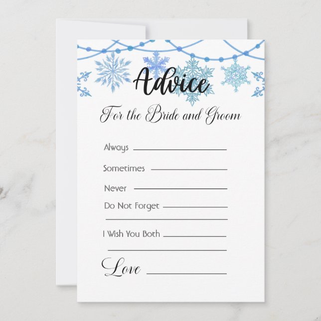 Invitación Consejo para la Novia y el copo de nieve azul Groo (Anverso)