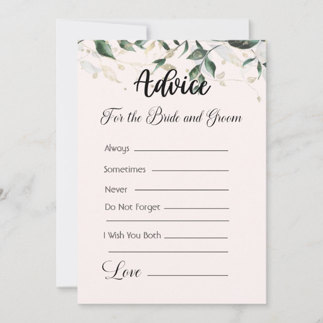 Invitación Consejo para la Novia y el Groom Cream & Greenery (Anverso)