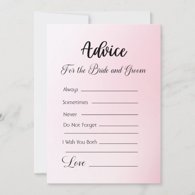 Invitación Consejo para la Novia y el Groom Pink Ombre (Anverso)
