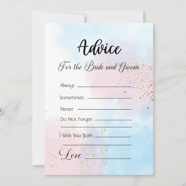 Invitación Consejo para la novia y el Groom rosa y azul (Anverso)