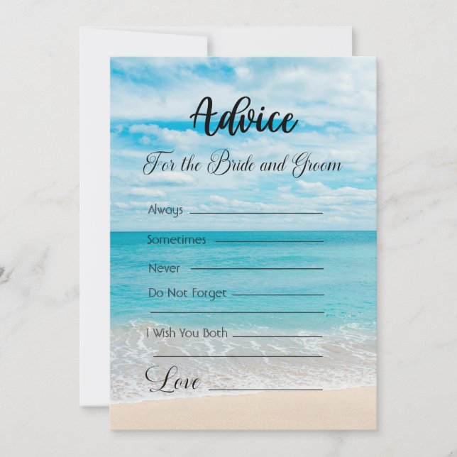 Invitación Consejo para la playa y el océano de Bride y Groom (Anverso)