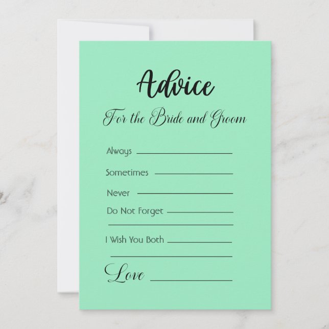 Invitación Consejo para Novia y Groom Mint Green (Anverso)