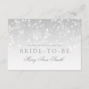 Invitación Consejos Bridal Shower Silver Bokeh Sparkle Luces