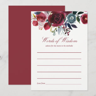 Invitación Consejos de Baby Shower Boho Chic burgundy y navy
