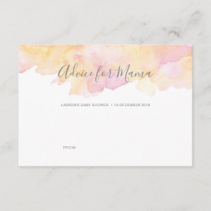 Invitación Consejos de Baby Shower de color de agua rosa para
