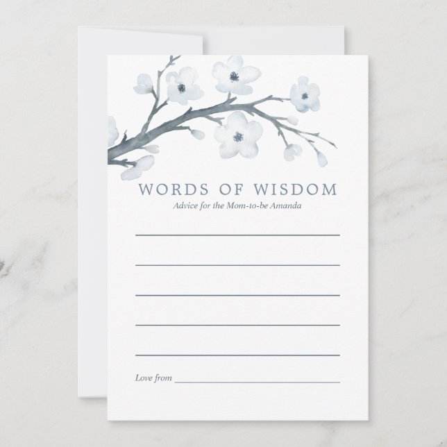 Invitación Consejos de Baby Shower sobre flores de cerezo par (Anverso)