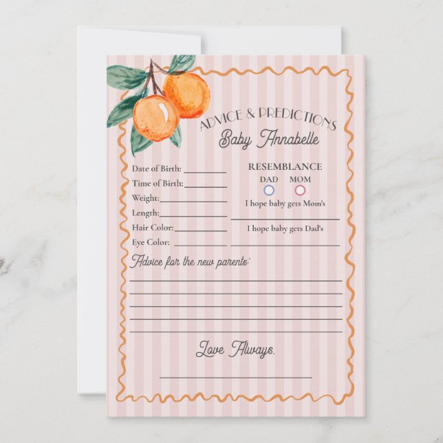 Invitación Consejos de ducha de Citrus Pequeño Rosa para el B (Anverso)