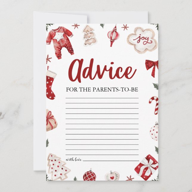 Invitación Consejos de fiesta de bebé de Navidad roja para lo (Anverso)