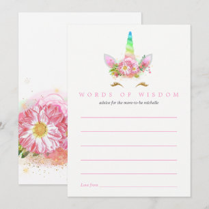 Invitación Consejos de mamá para Baby Shower de niña Unicorni