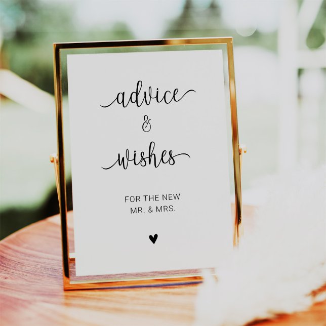 Invitación Consejos Minimalistas Modernos Y Deseos Rótulo Bod (Modern Minimalist Advice And Wishes Wedding Sign Invitation)