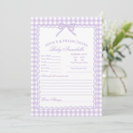 Invitación Consejos para bebé con lazo coqueta de gingham mor