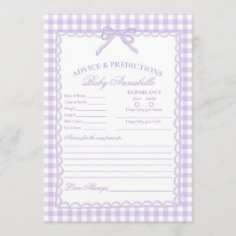 Invitación Consejos para bebé con lazo coqueta de gingham mor