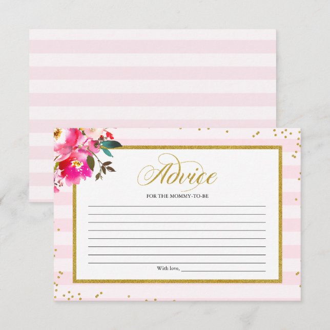 Invitación Consejos para el futuro Baby Shower con flores de  (Anverso / Reverso)