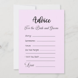 Invitación Consejos para la novia y el novio Rosa pálido