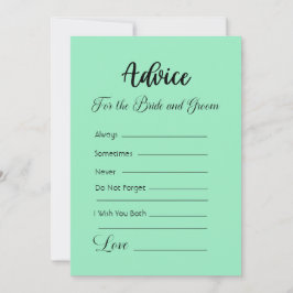 Invitación Consejos para la novia y el novio Verde menta