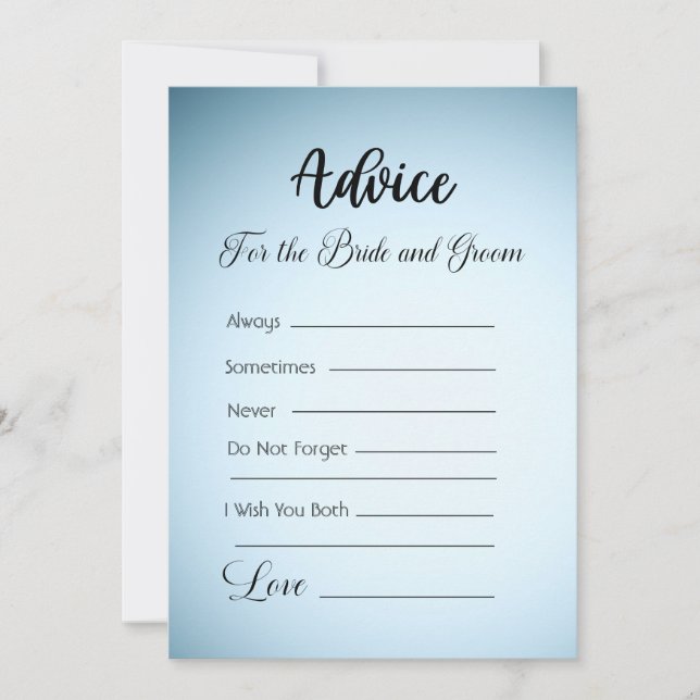Invitación Consejos para la novia y el ómbre azul de Groom (Anverso)