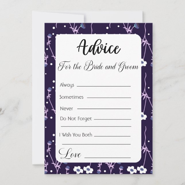 Invitación Consejos para la novia y la floral oscura de Groom (Anverso)