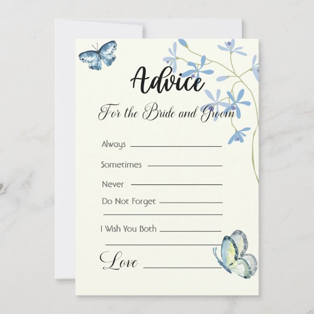 Invitación Consejos para las mariposas azules de la novia y d (Anverso)
