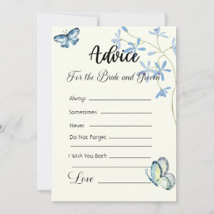 Invitación Consejos para las mariposas azules de la novia y d