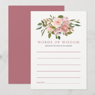 Invitación Consejos para mamá en baby shower de color rosa y