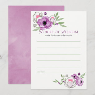 Invitación Consejos para mamá en baby shower Floral Violeta y