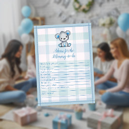 Invitación Consejos Para Mamá Juego de Ducha de Bebé Oso Gris