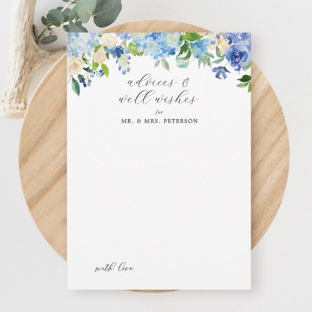 Invitación Consejos y deseos de los Bodas de Hidrangea Azul (Subido por el creador)
