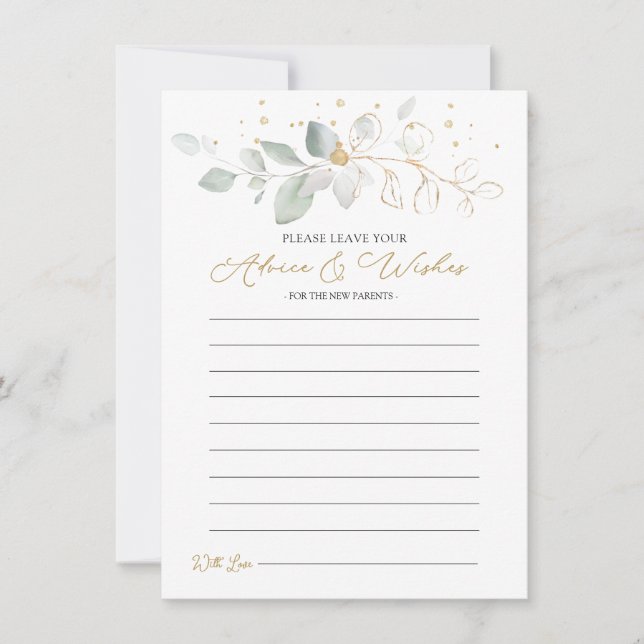 Invitación Consejos y deseos de oliage de oro verde para los  (Anverso)