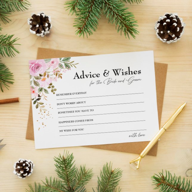 Invitación Consejos y deseos rosas de Guay para la novia y la (Cool Pink Advice & Wishes for Bride and Groom Card)