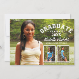 Invitación Conservar 3 Foto Moderna Texto Sobreposición Gradu