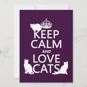 Invitación Conservar la calma y los gatos de amor (en cualqui