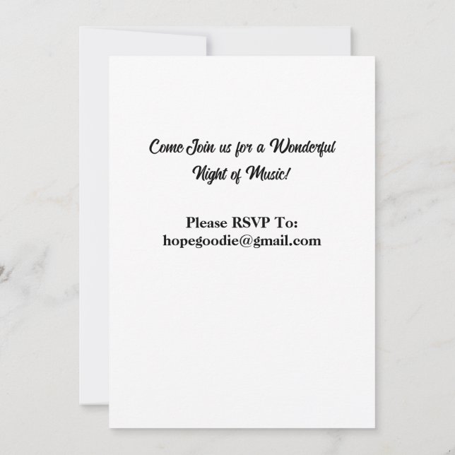 Invitación considerando de violín (Reverso)