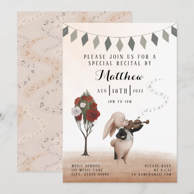 Invitación considerando de violín (Anverso / Reverso)