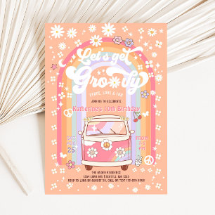 Invitación Consigamos a Groovy Van Daisy cumpleaños de Hippie