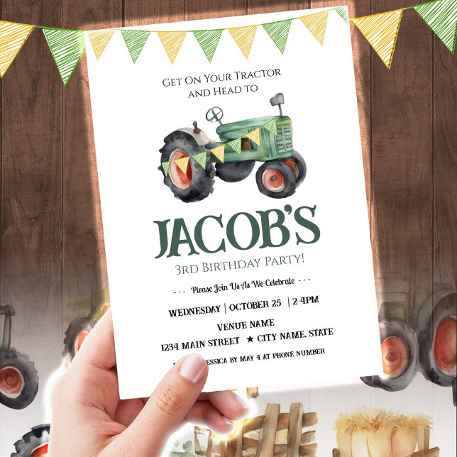 Invitación Consigue tu Tractor el tercer cumpleaños (Subido por el creador)