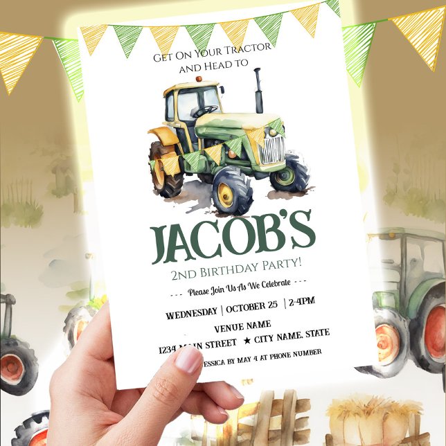 Invitación Consigue tu Tractor segundo cumpleaños (Subido por el creador)