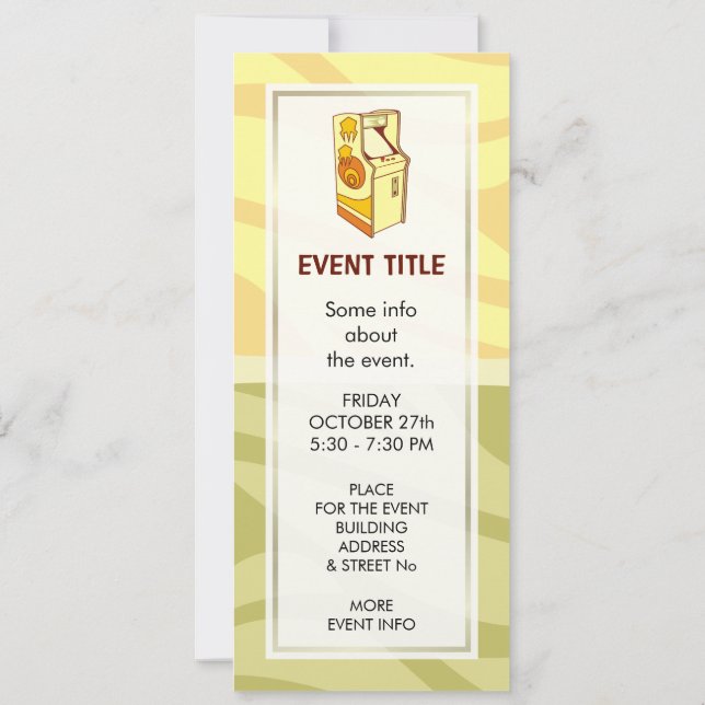 Invitación Consola de juegos de arcada de tallas (Reverso)