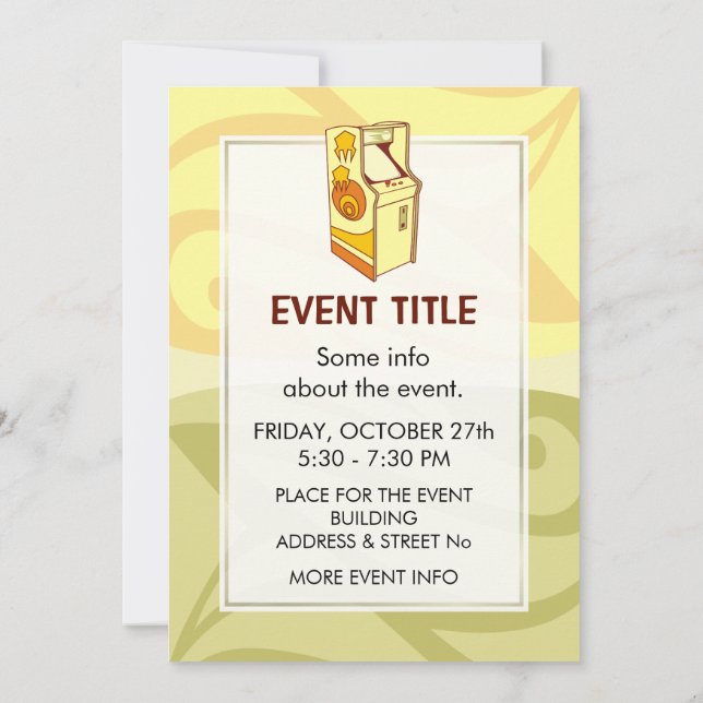 Invitación Consola de juegos de arcada de tallas (Reverso)